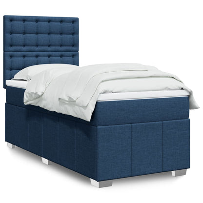 Cama Box Spring Con Colchón Tela Gris Taupe