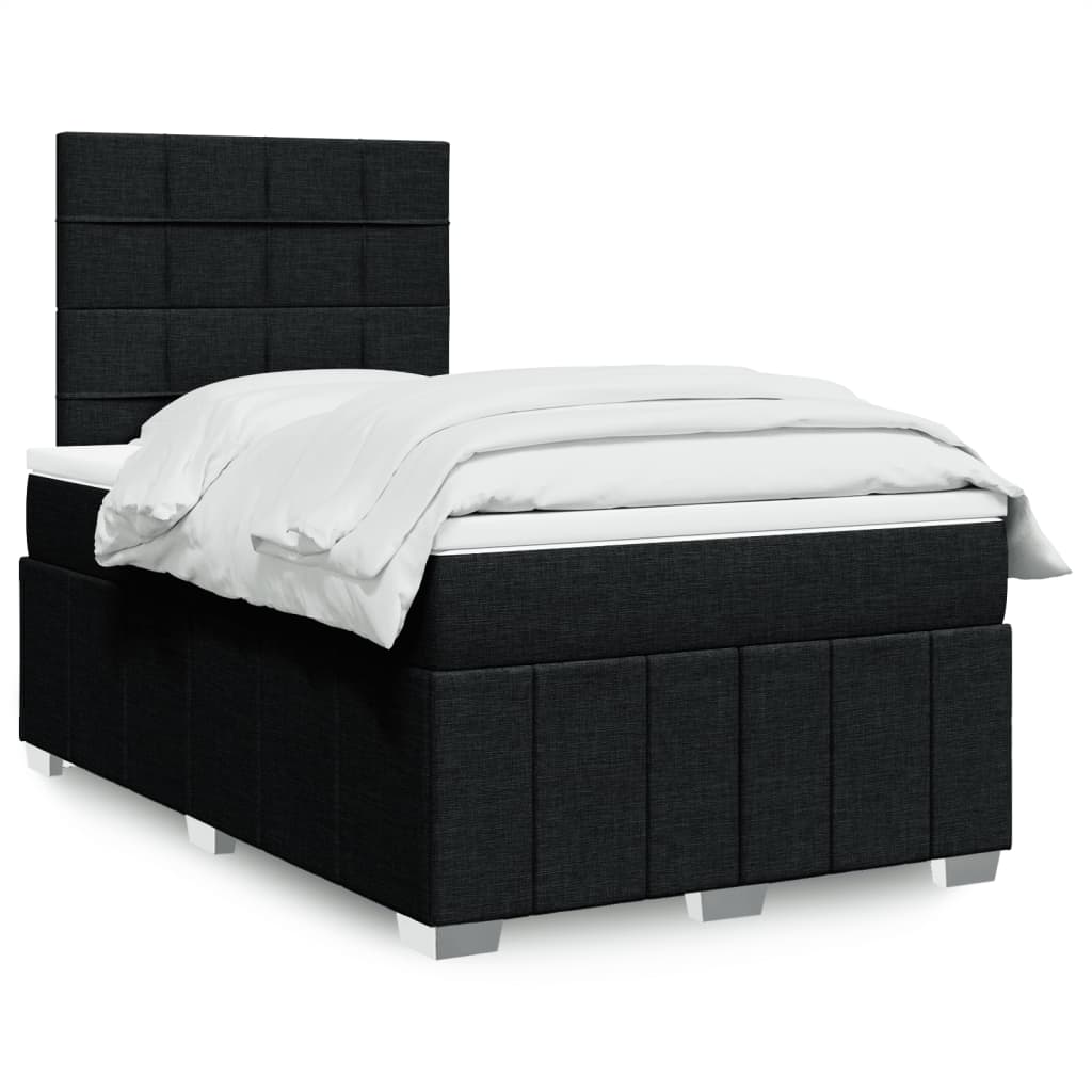 Cama Box Spring Con Colchón Tela Gris Taupe