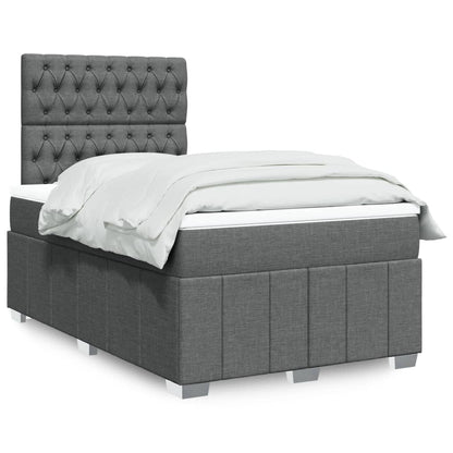 Cama Box Spring Con Colchón Tela Gris Taupe