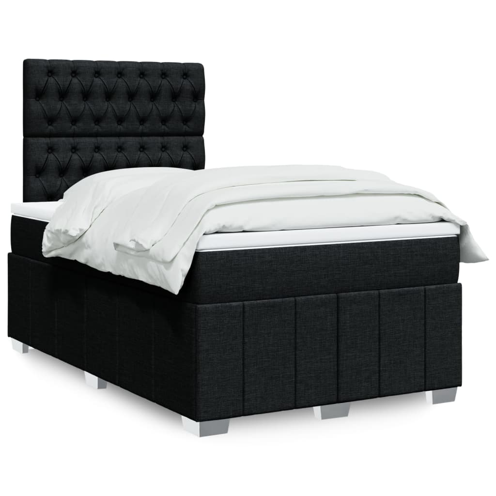 Cama Box Spring Con Colchón Tela Gris Taupe