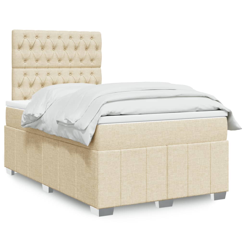 Cama Box Spring Con Colchón Tela Gris Taupe