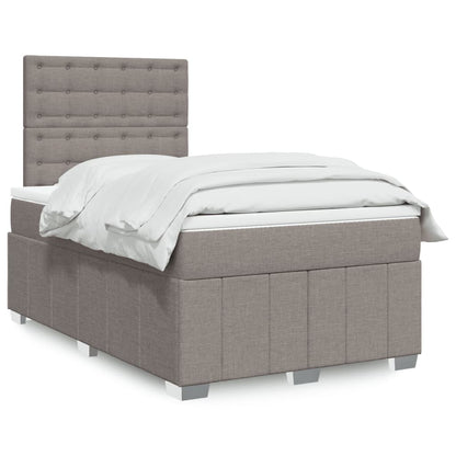 Cama Box Spring Con Colchón Tela Gris Taupe