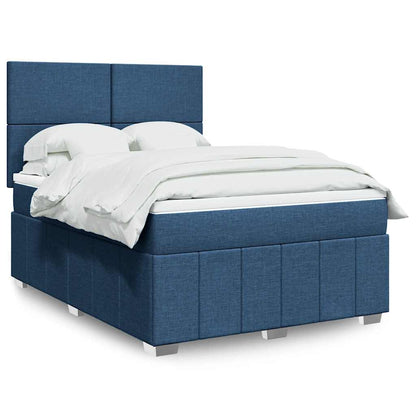 Cama Box Spring Con Colchón Tela Gris Taupe