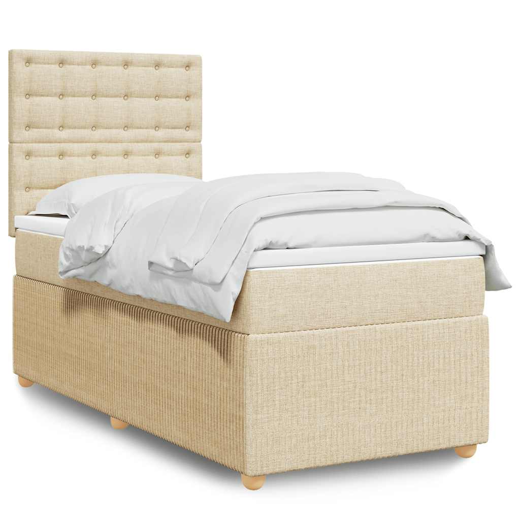 Cama Box Spring Con Colchón Tela