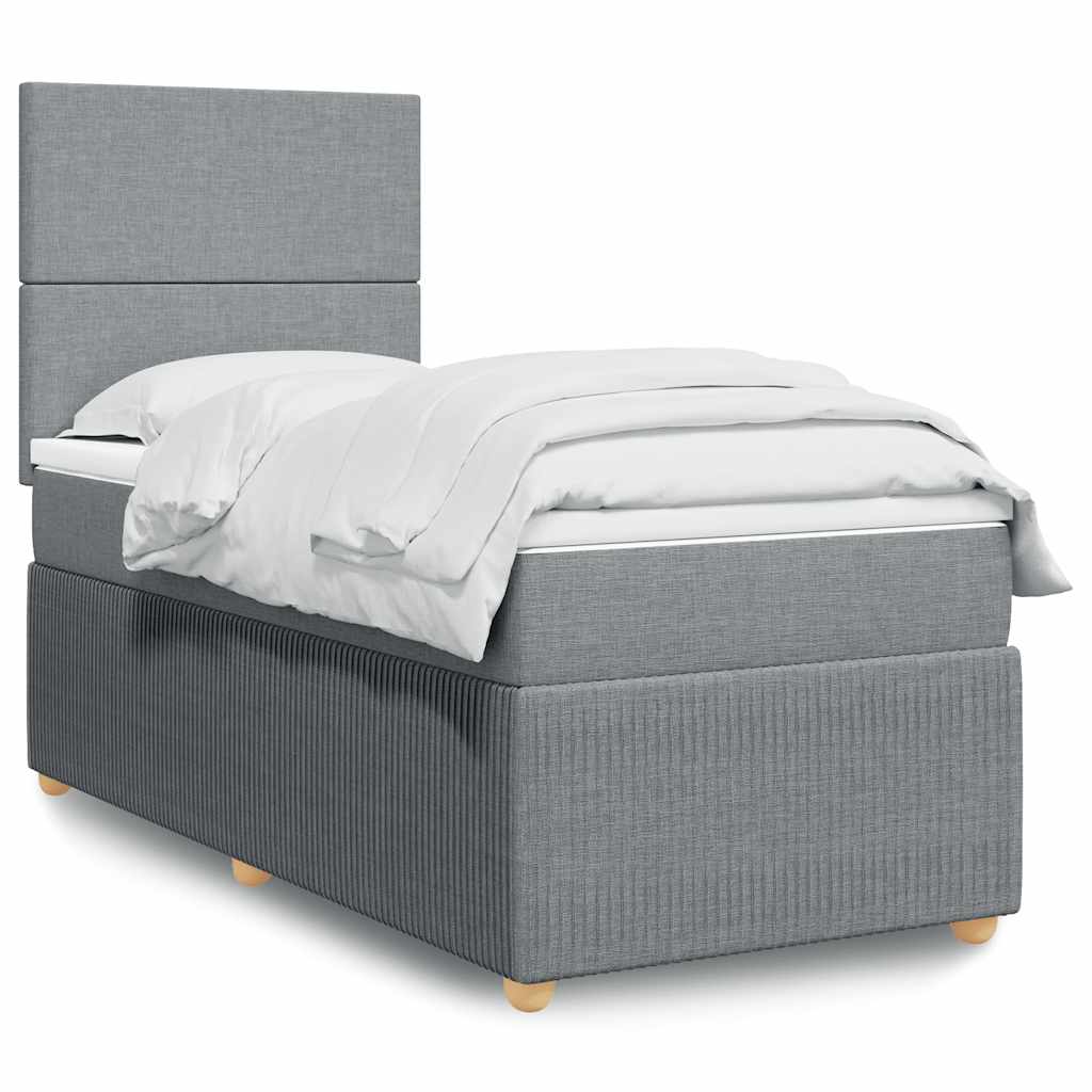 Cama Box Spring Con Colchón Tela