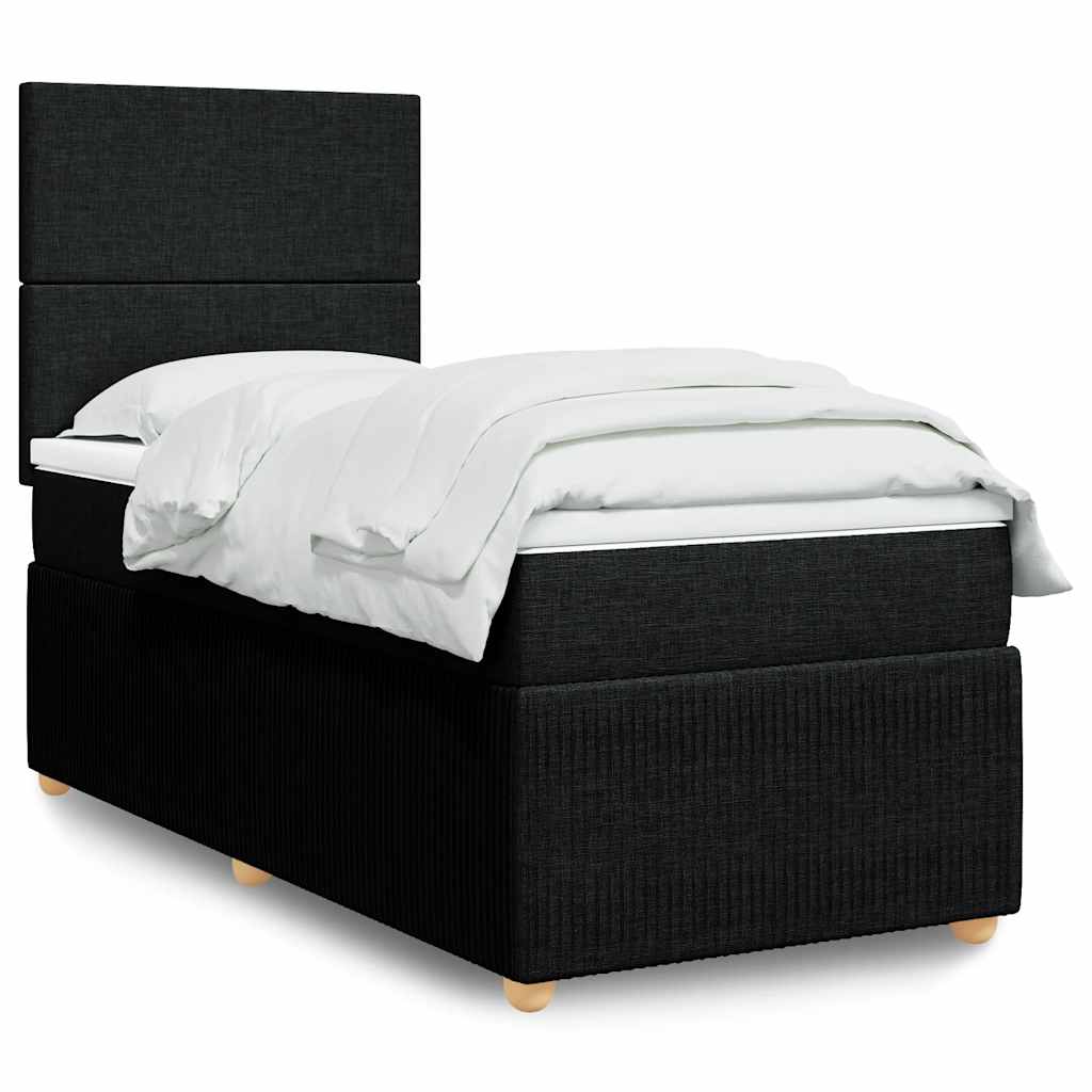 Cama Box Spring Con Colchón Tela