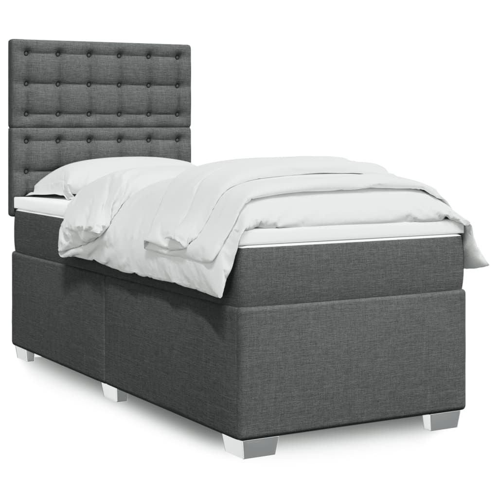 Cama Box Spring Con Colchón Tela