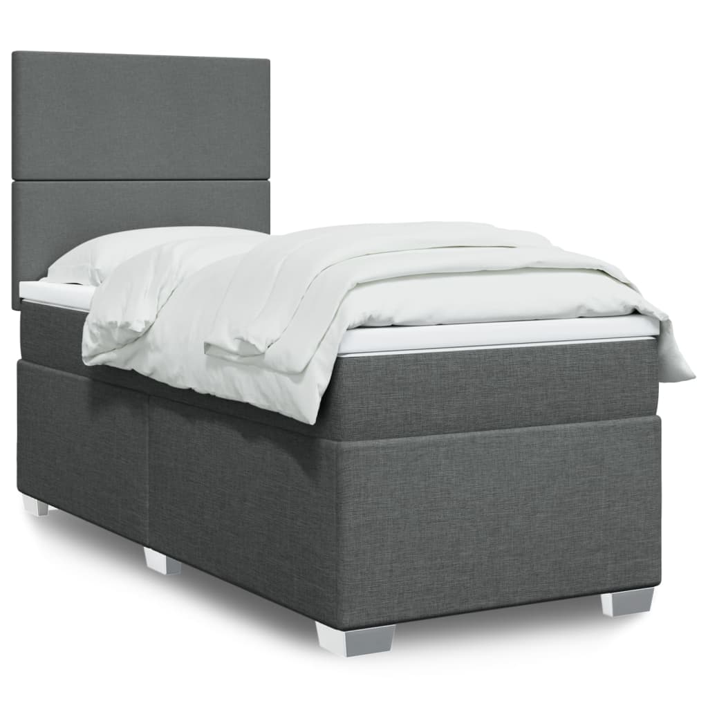 Cama Box Spring Con Colchón Tela
