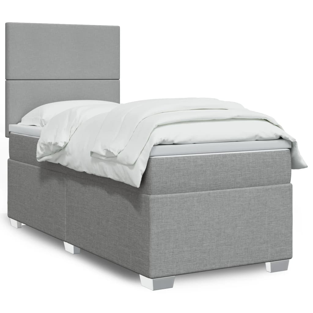 Cama Box Spring Con Colchón Tela