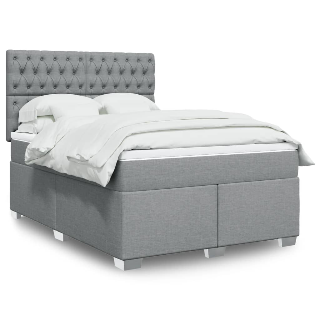 Cama Box Spring Con Colchón Tela