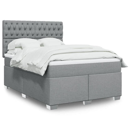 Cama Box Spring Con Colchón Tela