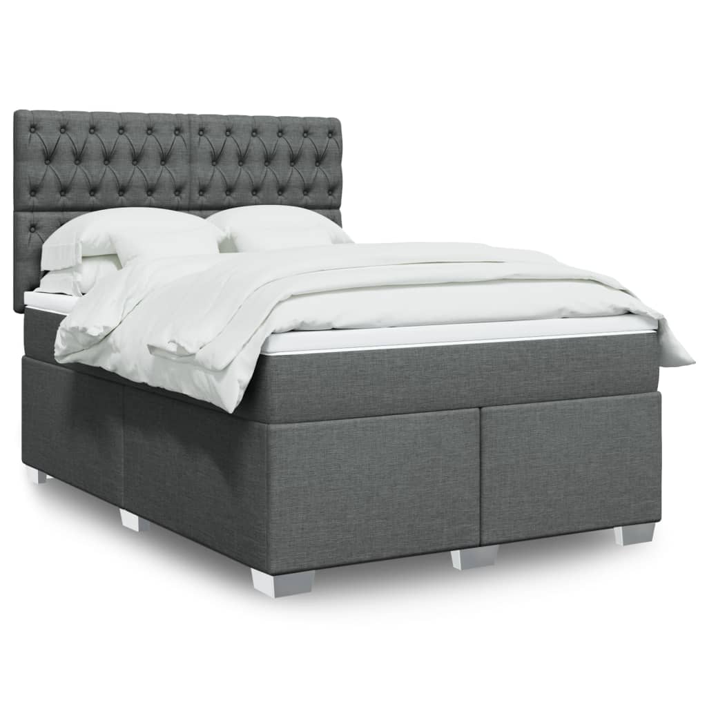 Cama Box Spring Con Colchón Tela