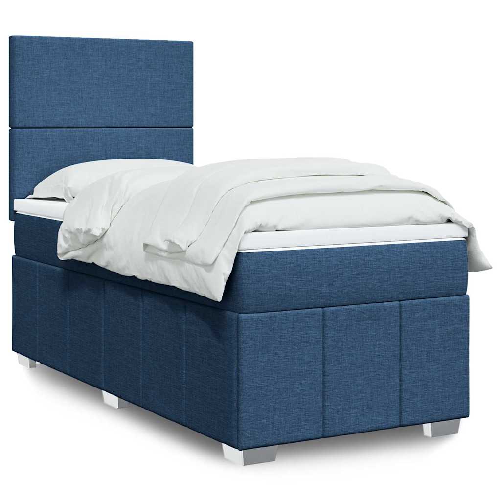 Cama Box Spring Con Colchón Tela Gris Taupe