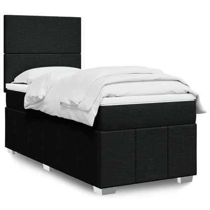 Cama Box Spring Con Colchón Tela Gris Taupe
