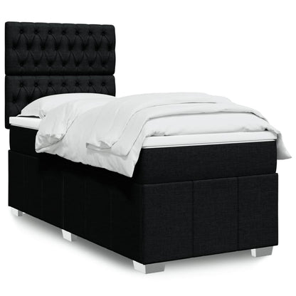 Cama Box Spring Con Colchón Tela Gris Taupe
