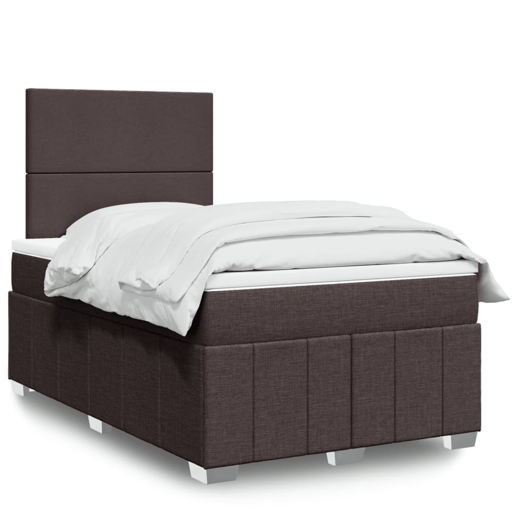 Cama Box Spring Con Colchón Tela Gris Taupe