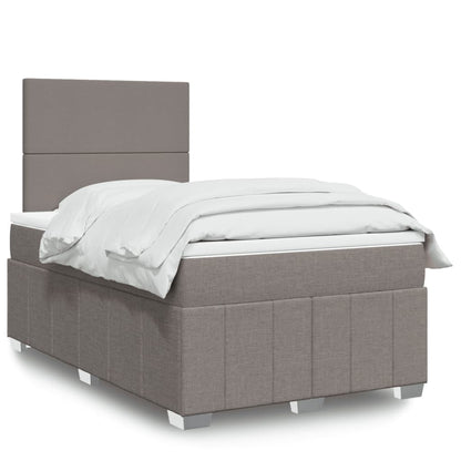 Cama Box Spring Con Colchón Tela Gris Taupe
