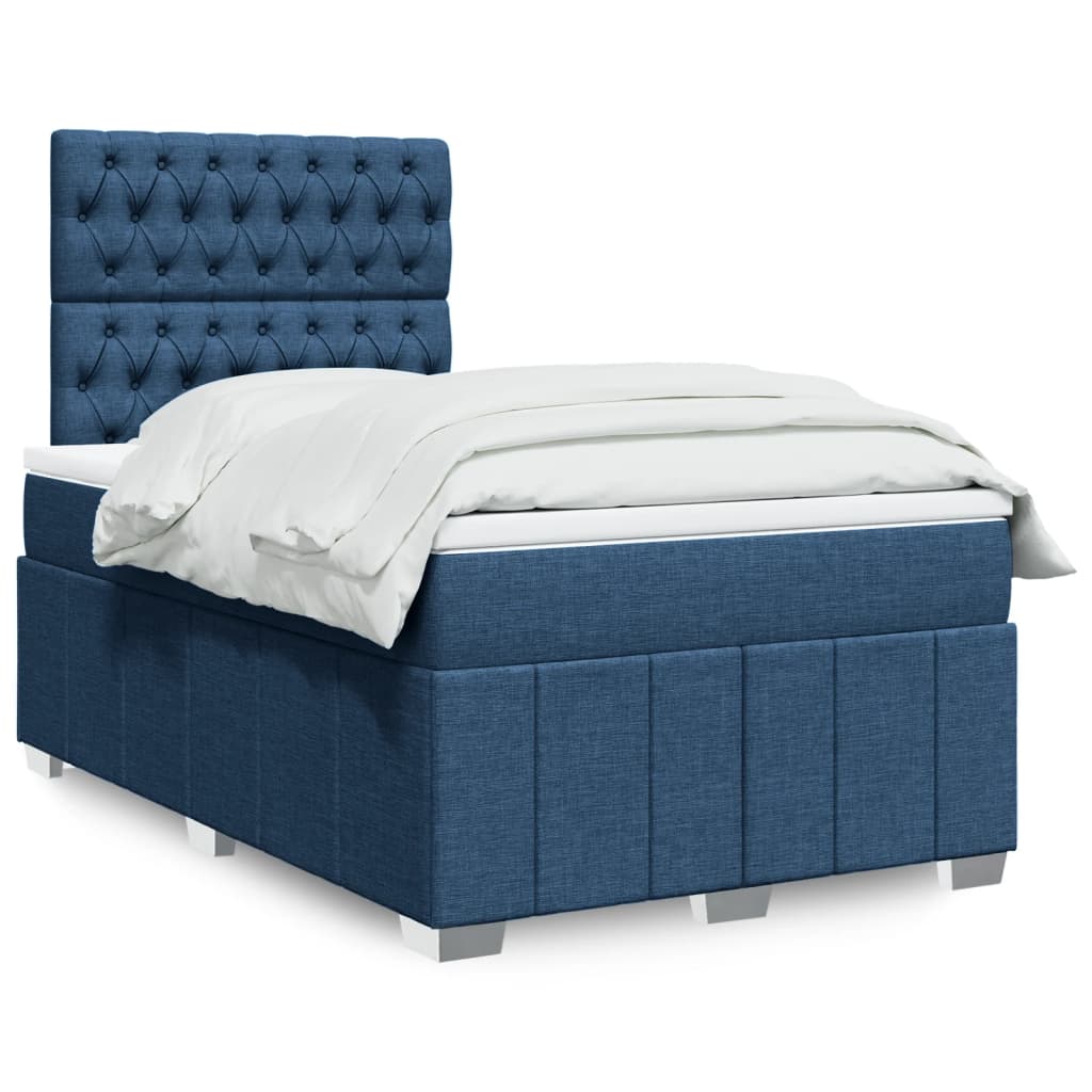 Cama Box Spring Con Colchón Tela Gris Taupe