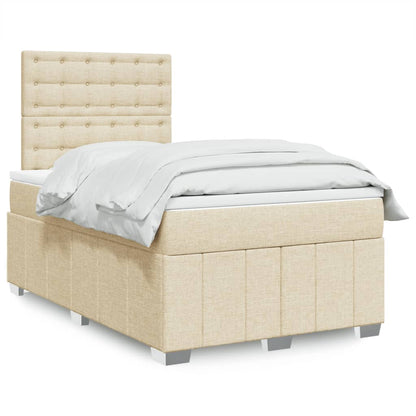 Cama Box Spring Con Colchón Tela Gris Taupe