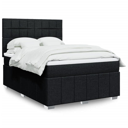 Cama Box Spring Con Colchón Tela Gris Taupe