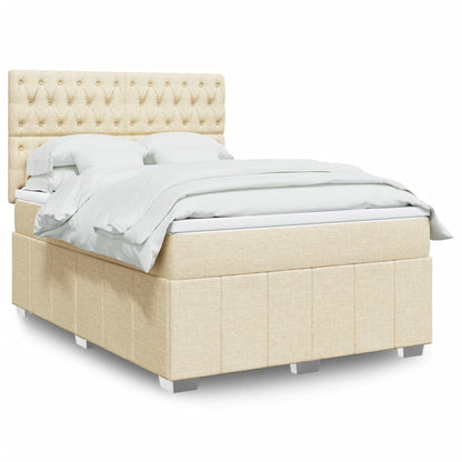 Cama Box Spring Con Colchón Tela Gris Taupe