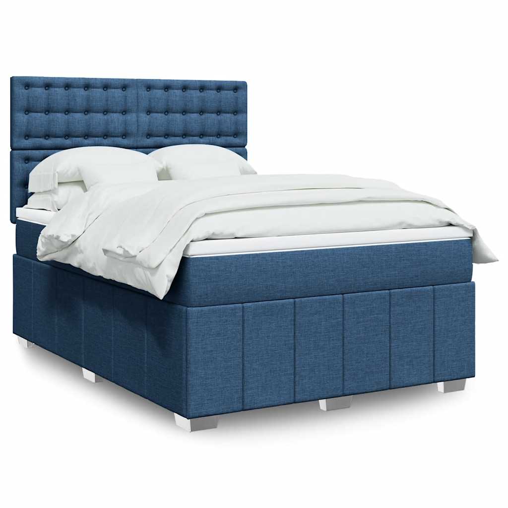 Cama Box Spring Con Colchón Tela Gris Taupe