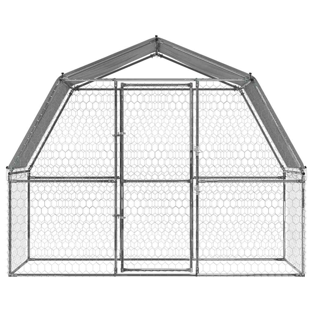 Jaula Para Perros Con Techo Y Puerta Acero Galvanizado Plateado