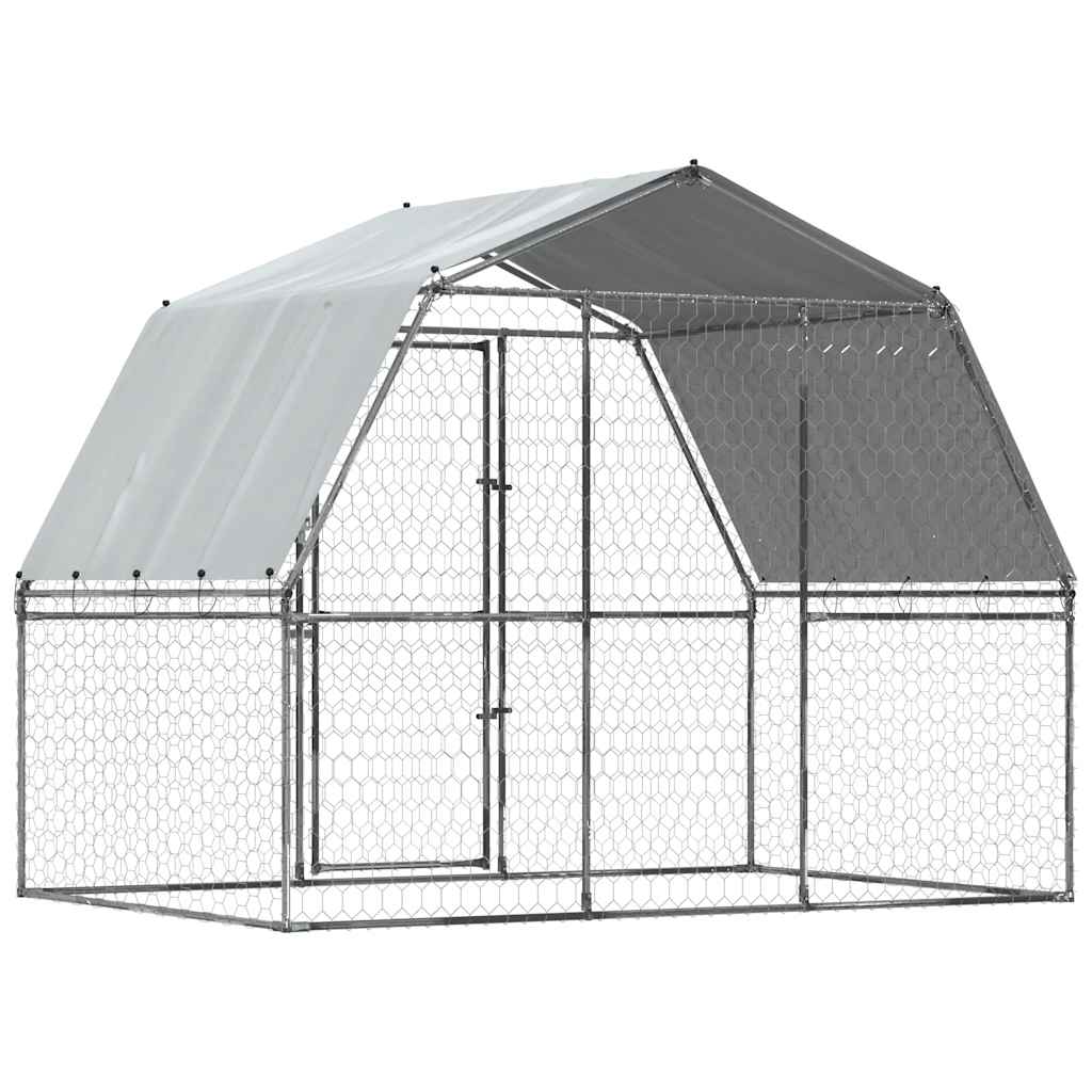 Jaula Para Perros Con Techo Y Puerta Acero Galvanizado Plateado