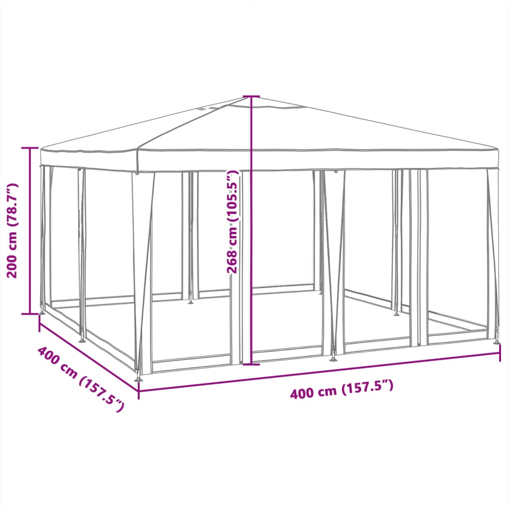Carpa Para Fiestas 8 Paredes De Malla Hdpe Gris