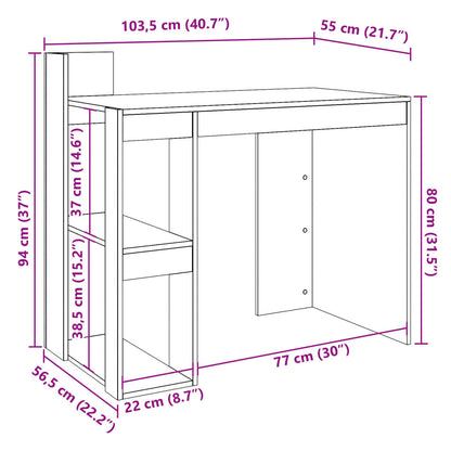 Escritorio De Oficina Madera Ingeniería 103,5X56,5X94 Cm