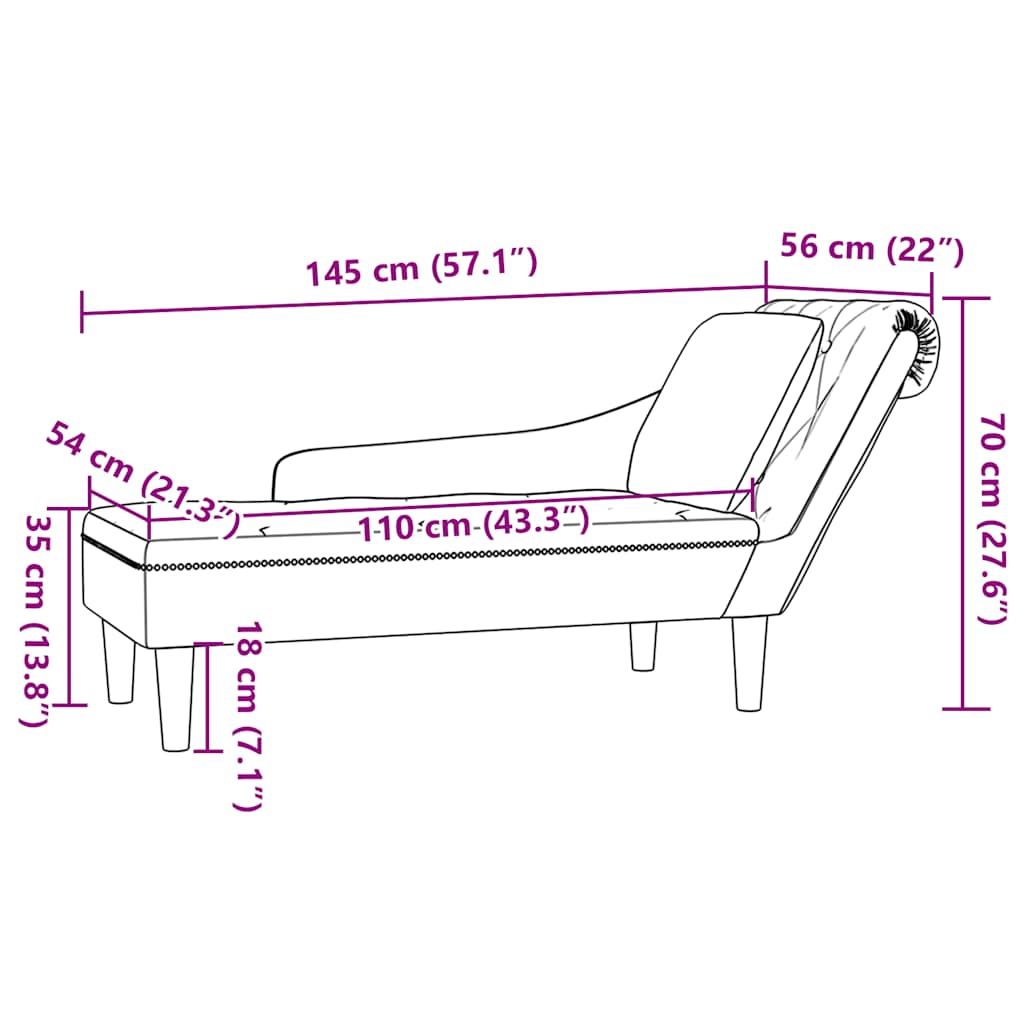 Tumbona Con Almohada Y Reposabrazo Derecho Terciopelo