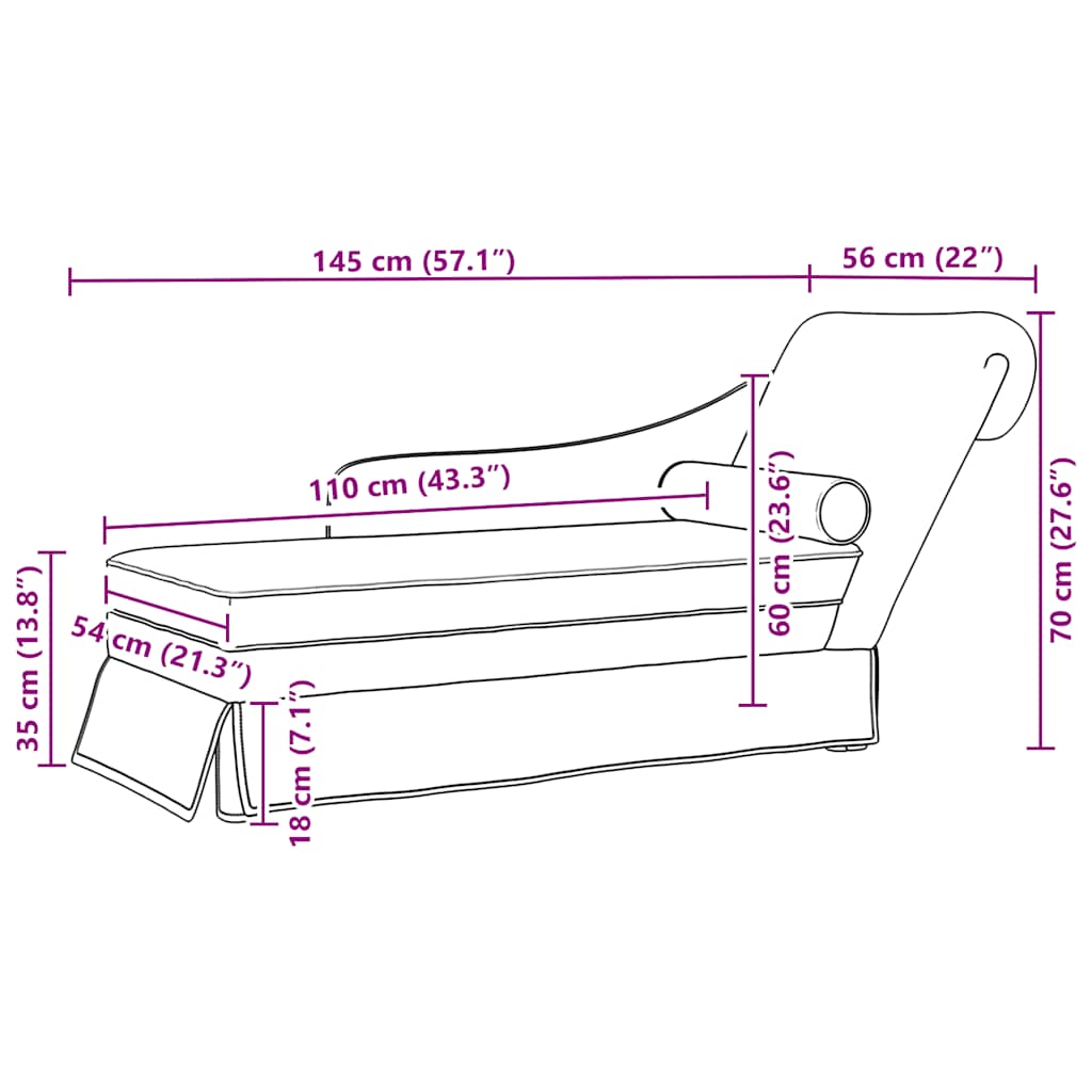 Chaise Longue Respaldo Reposabrazos Derecho Terciopelo