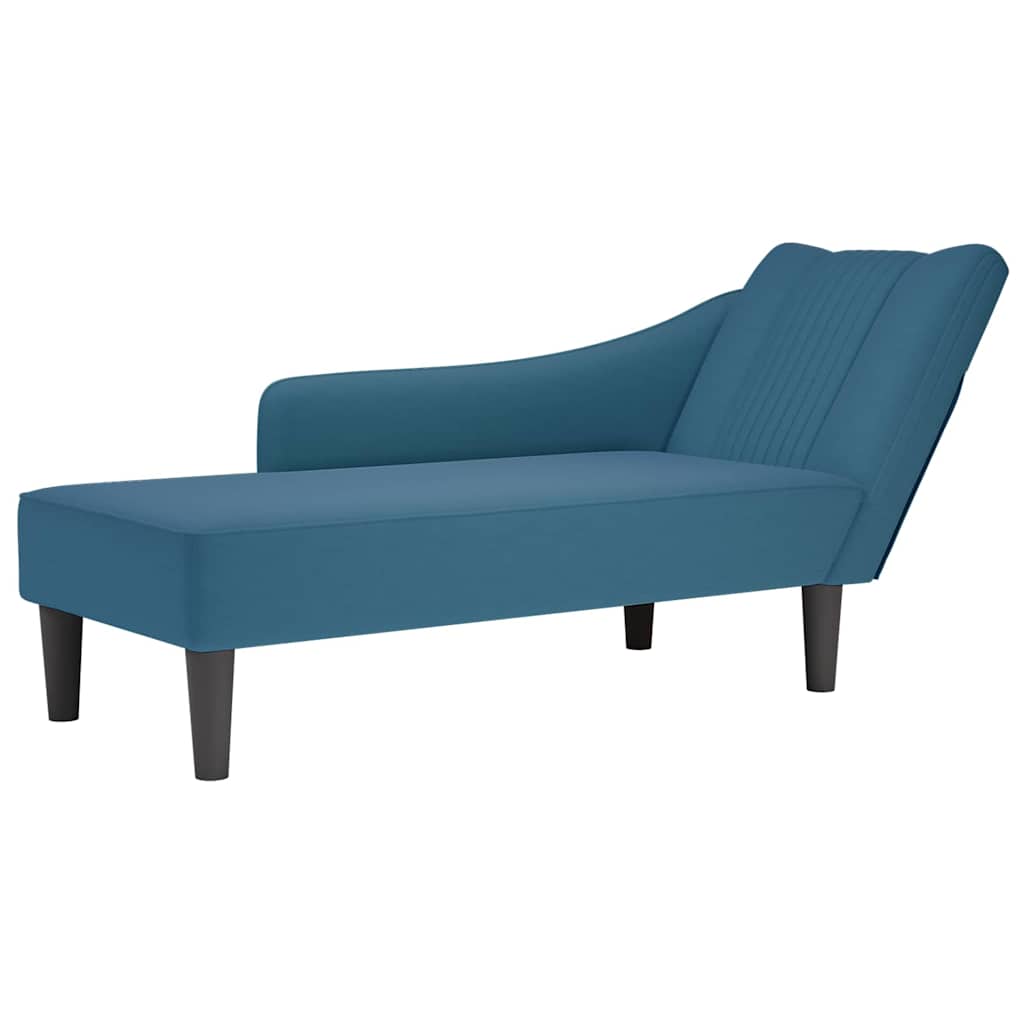 Chaise Longue Con Reposabrazos Derecho Terciopelo Rojo Vino