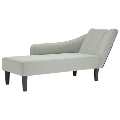 Chaise Longue Con Reposabrazos Derecho Terciopelo Rojo Vino