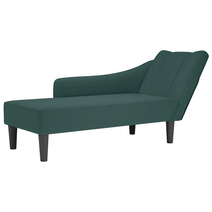 Chaise Longue Con Reposabrazos Derecho Terciopelo Rojo Vino