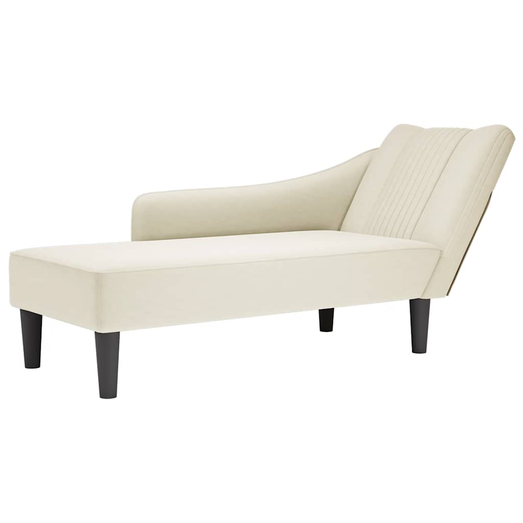 Chaise Longue Con Reposabrazos Derecho Terciopelo Rojo Vino