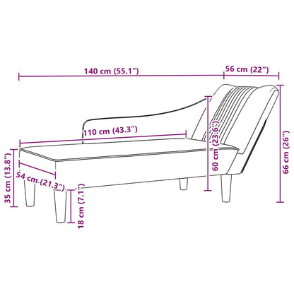 Chaise Longue Con Reposabrazos Derecho Tela Color Topo