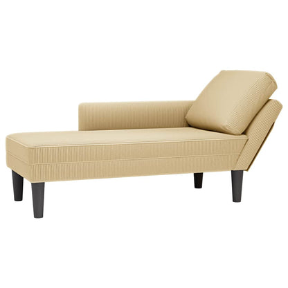 Chaise Longue Con Cojín De Tela De Pana Rojo Y Naranja
