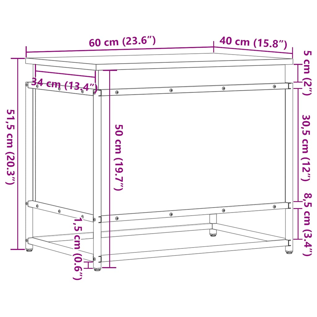 Caja De Almacenaje Madera Ingeniería 60X40X51,5 Cm