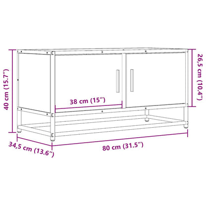 Mueble Tv Metal Y Madera Ingeniería Roble Humo 80X34,5X40 Cm