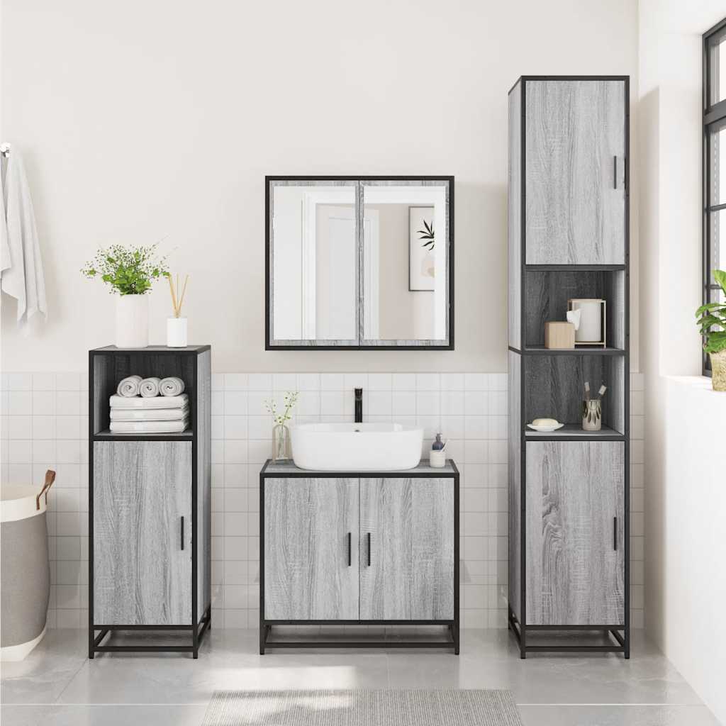 Armario Con Espejo De Baño Madera 65X20X60 Cm
