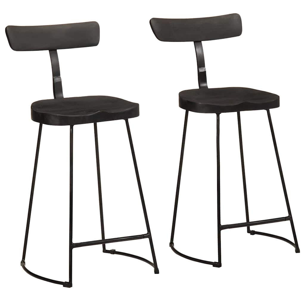 Taburetes De Barra 2 Uds Madera Maciza Mango