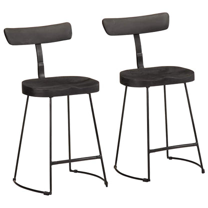 Taburetes De Barra 2 Uds Madera Maciza Mango