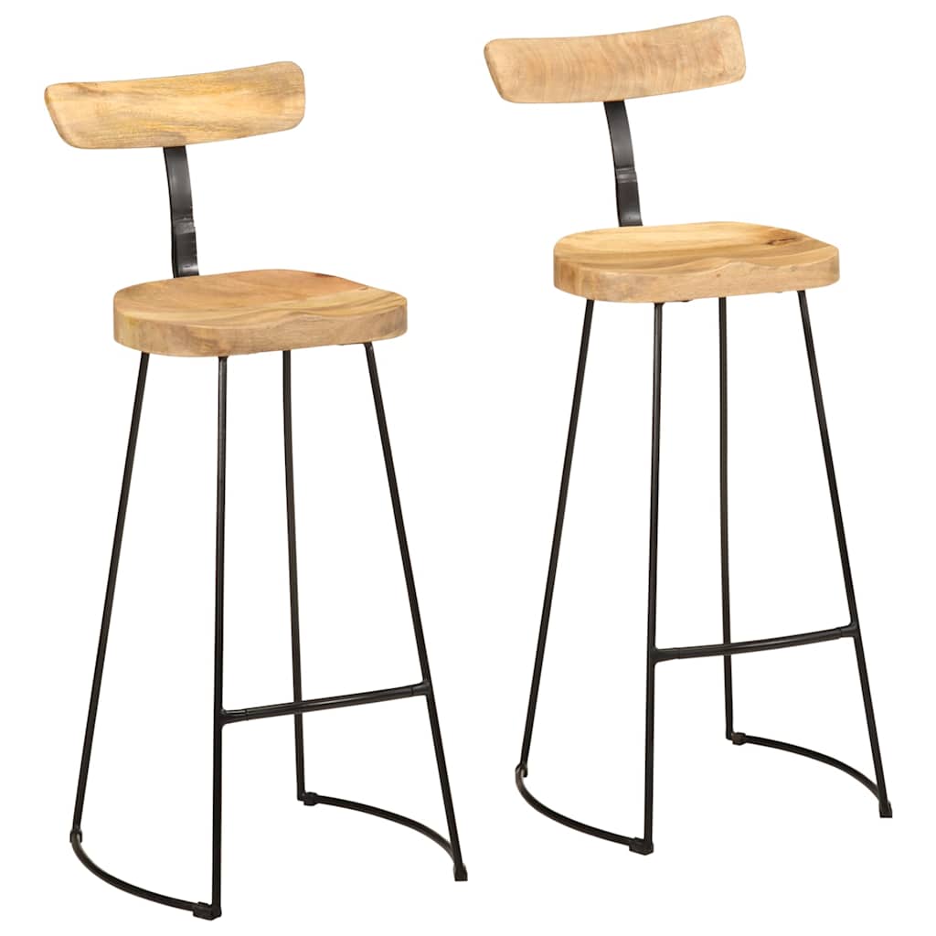 Taburetes De Barra 2 Uds Madera Maciza Mango