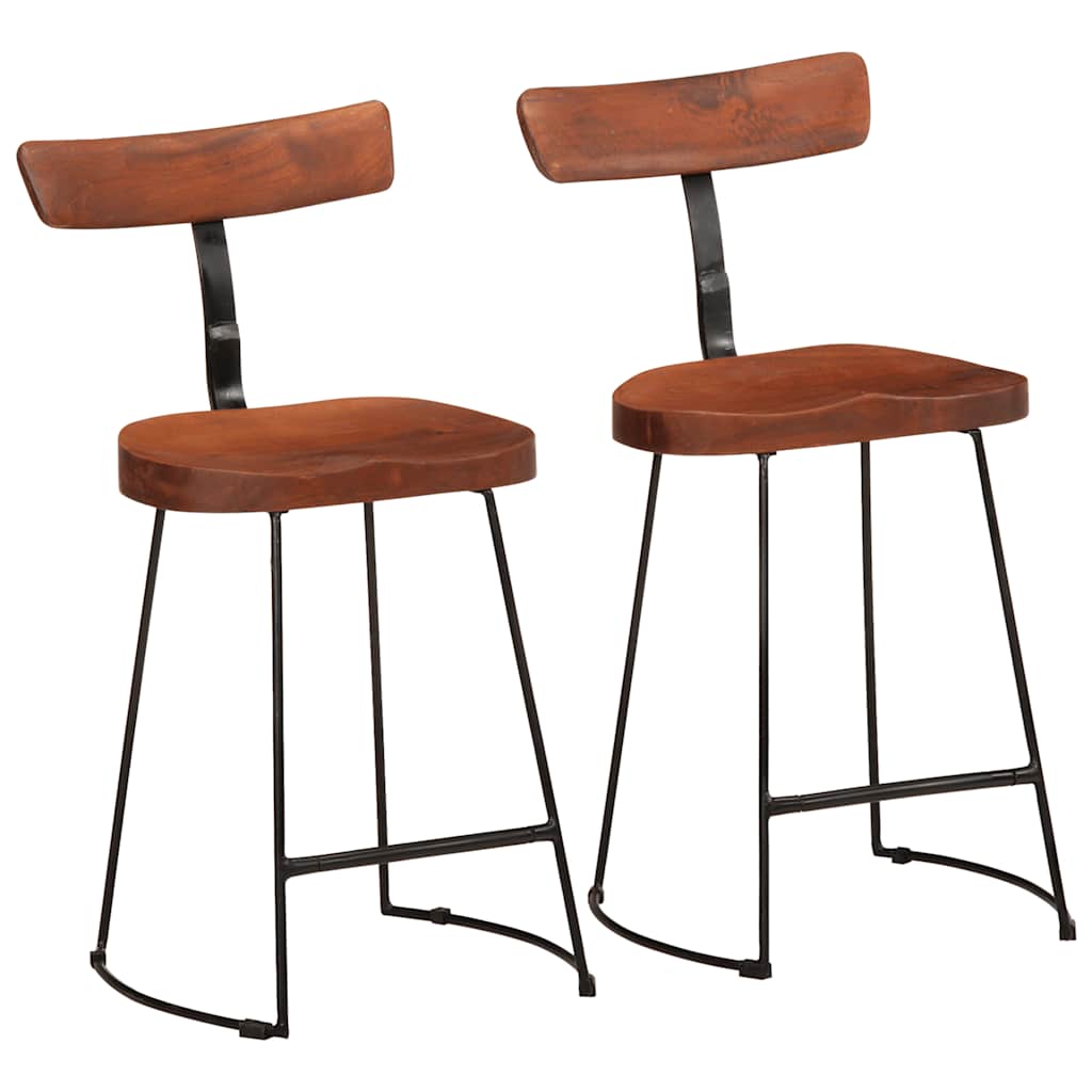 Taburetes De Barra 2 Uds Madera Maciza Mango