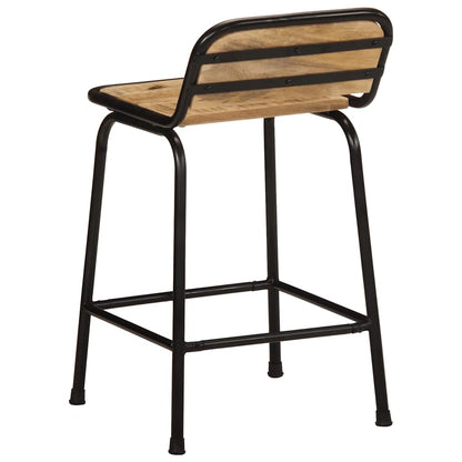 Taburetes De Barra 2 Uds 46X35,5X70 Cm Madera Maciza De Mango 2