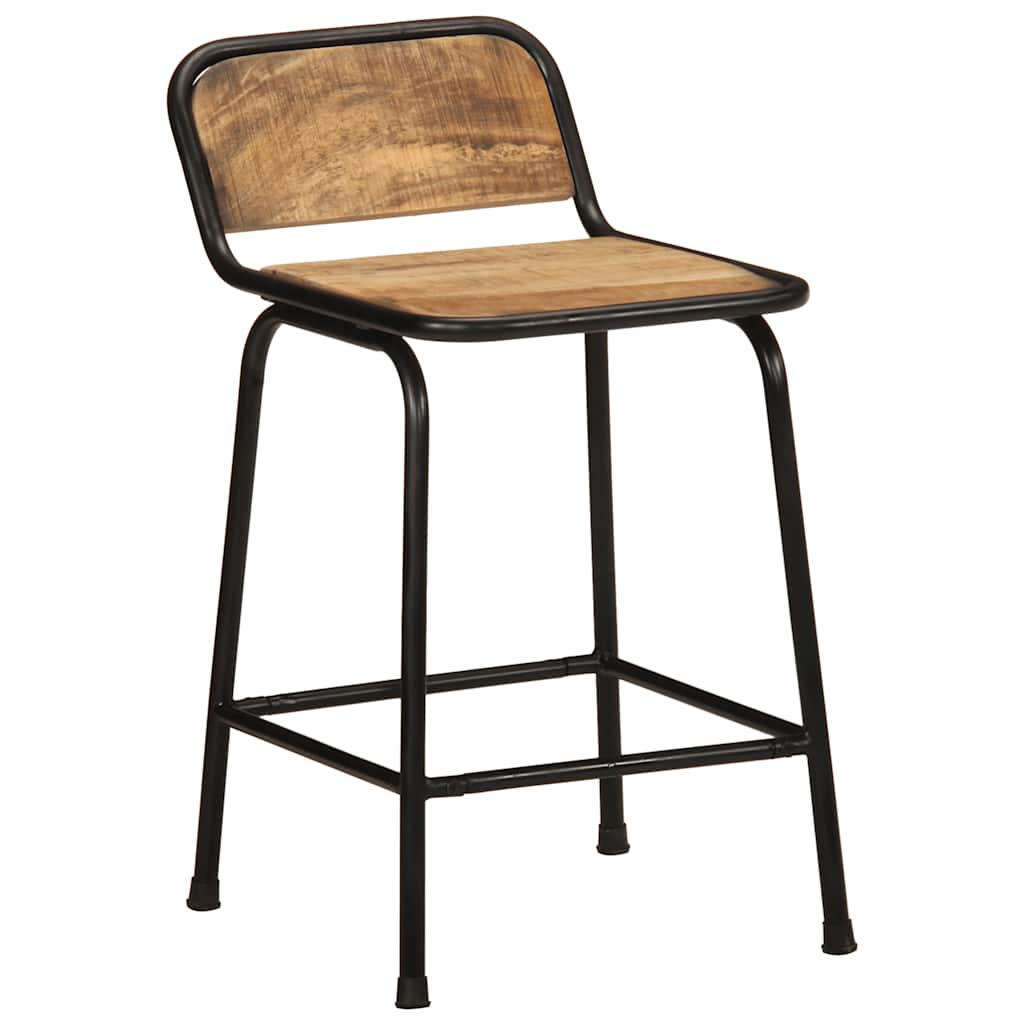Taburetes De Barra 2 Uds 46X35,5X70 Cm Madera Maciza De Mango 2