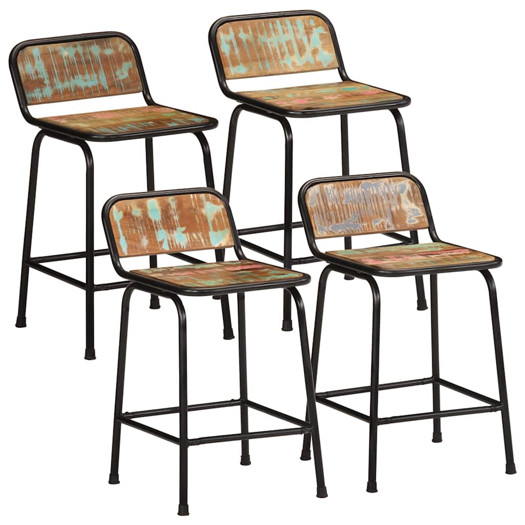 Taburetes De Barra 4 Uds 46X35,5X80 Cm Madera Maciza De Mango 4