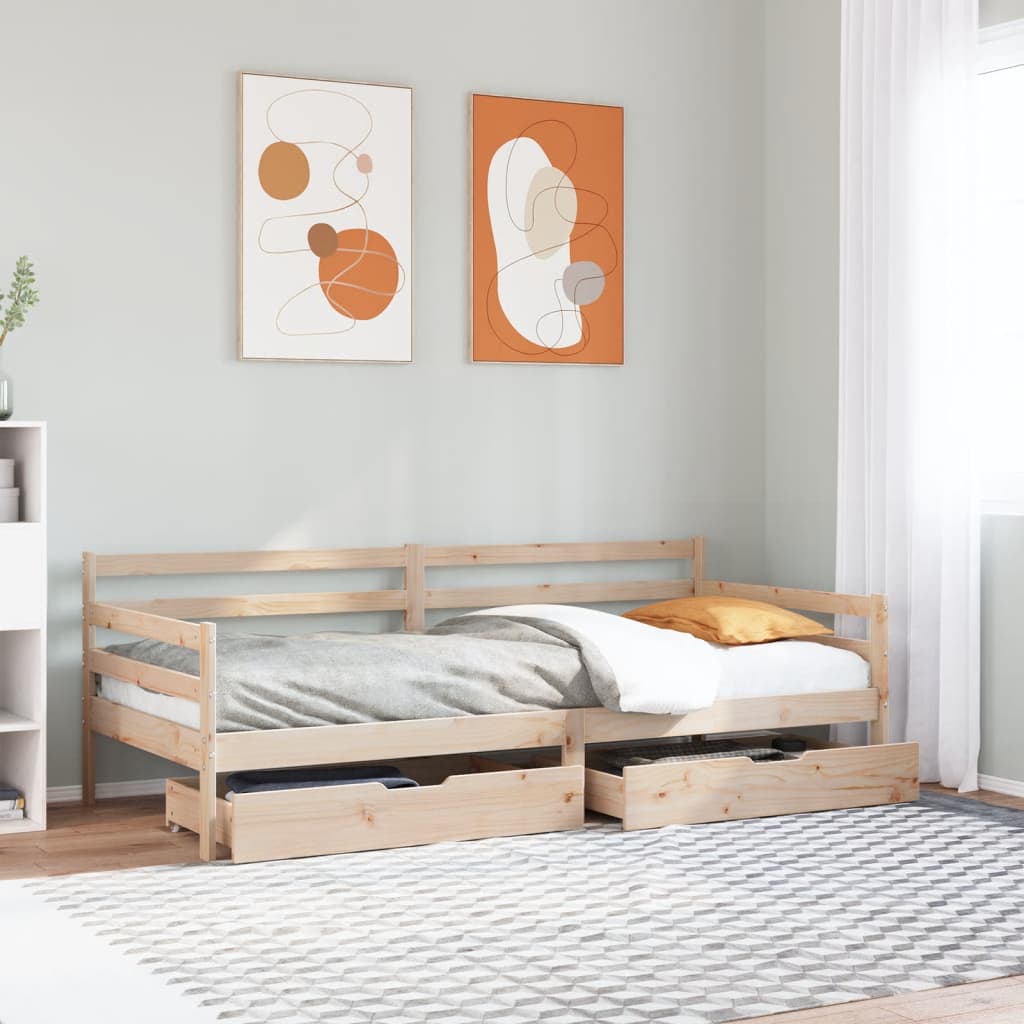 Sofá Cama Con Cajones Madera Maciza De Pino