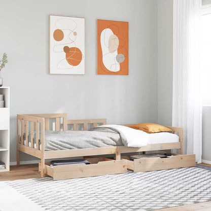 Sofá Cama Con Cajones Madera Maciza De Pino Blanca